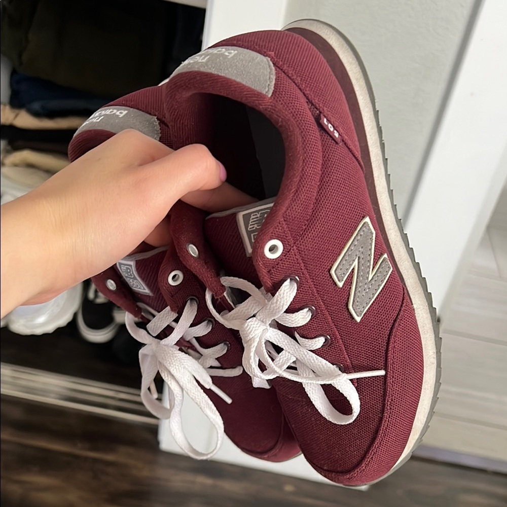 New Balance Maroon and Gray Sneakers